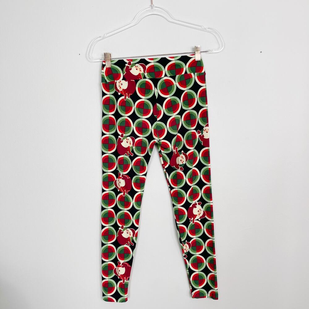 LulaRoe Limited Edition Santa Circle Leggings One Size Red Green Black Soft